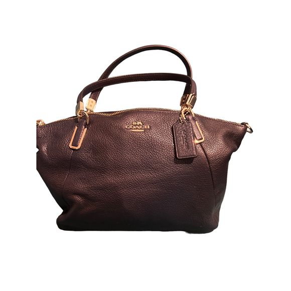 Coach Mini Kelsey  Pebbled Leather Satchel  Midnight - Picture 1 of 6